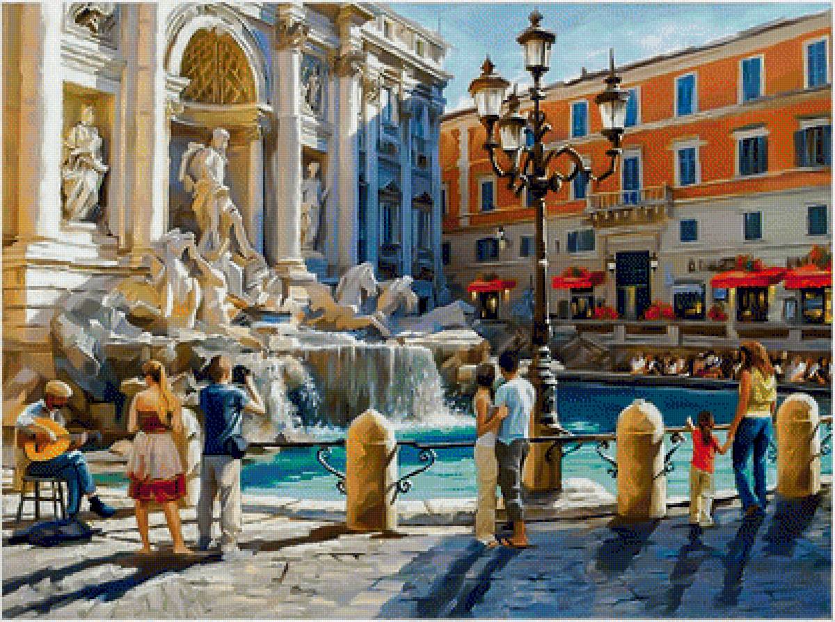 The Trevi Fountain. - richard macneil art.cityscapes.people. - предпросмотр