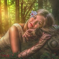 Схема вышивки «Девушка хозяйка дракона»