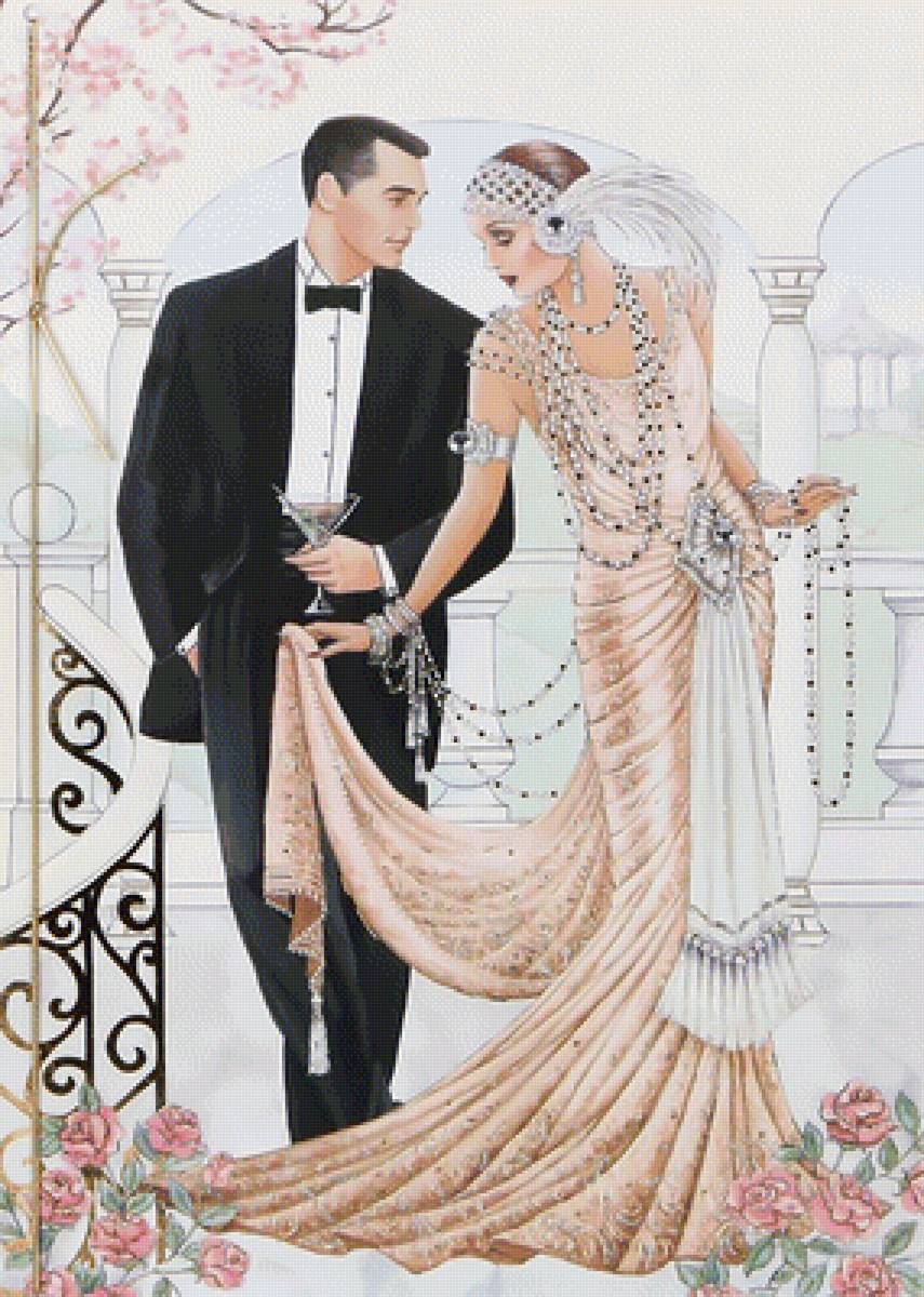 Серия "Ретро". Пара - девушка, мужчина, романтика - предпросмотр