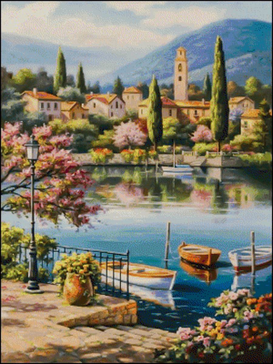 Boats on the Waterfront. - seascapes.flowers and gardens. - предпросмотр