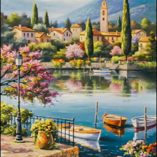 Схема вышивки «Boats on the Waterfront.»