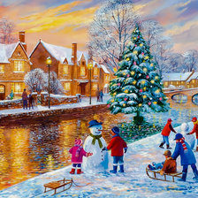 Схема вышивки «Bourton at Christmas.»