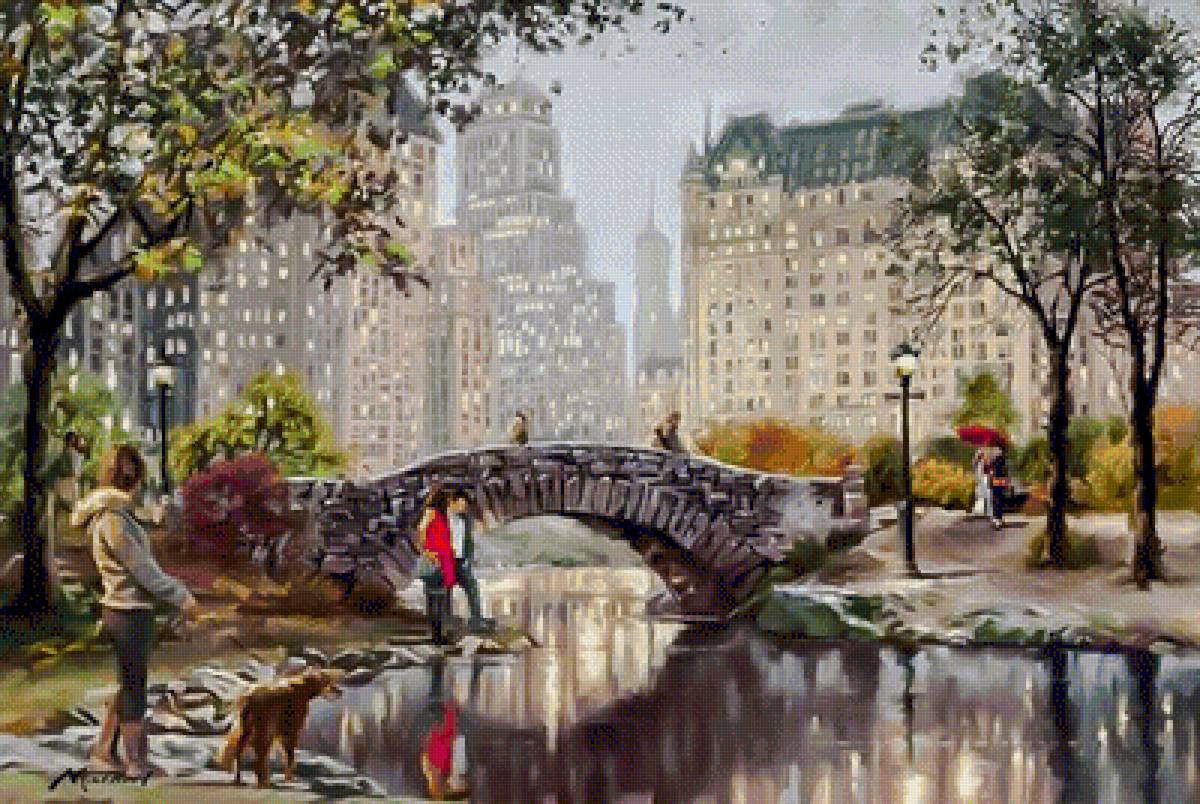 Gapstow Park. - richard macneil art.cityscape.people.animals. - предпросмотр