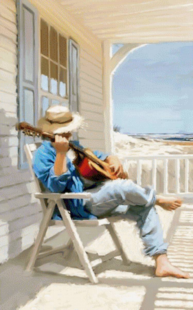 Guitar. - richard macneil art.seascenes.people.music. - предпросмотр