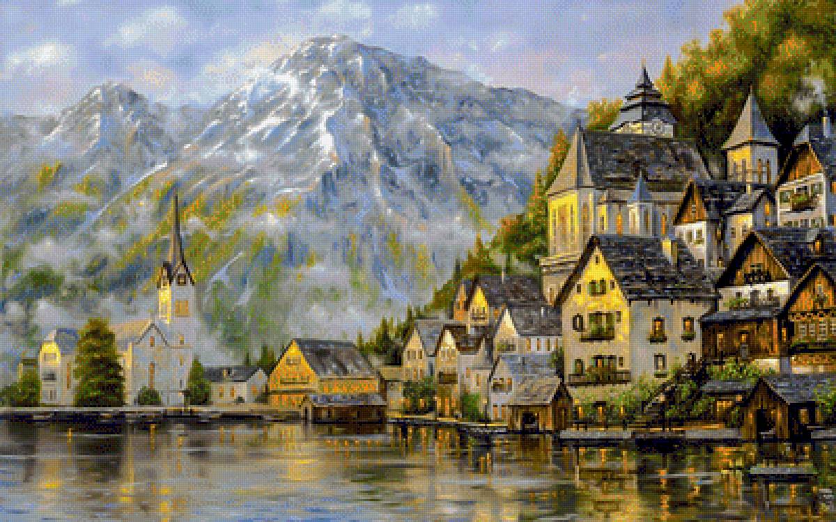 Hallstatt (Austria). - robert finale paintings.landscapes. - предпросмотр