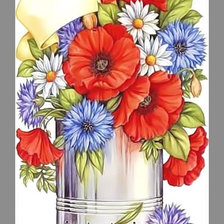 Схема вышивки «Букетик маки-васильки.»