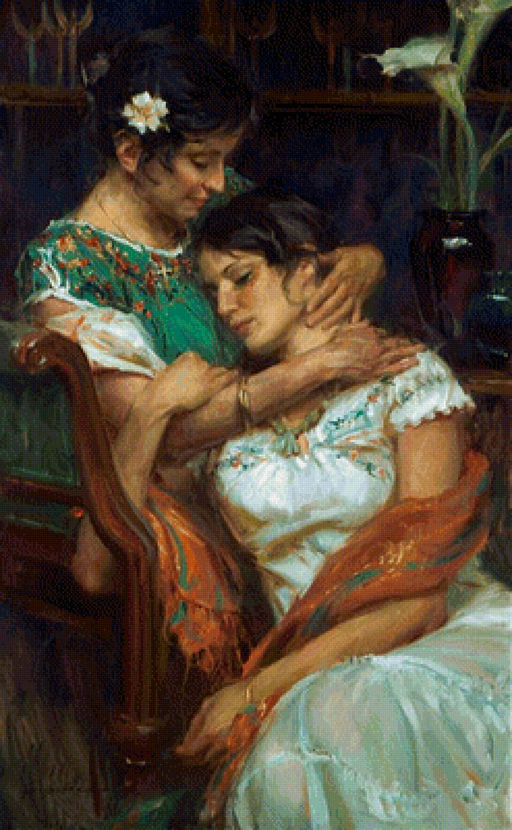 Мать и дочь - спокойствие, покой, две женщины, мать и дочь, ласка - предпросмотр