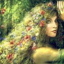 Схема вышивки «Дриада с цветами в волосах»