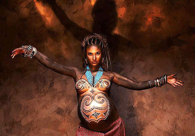 Берегиня - девушка, берегиня, женщина, танец, тень, беременность - оригинал