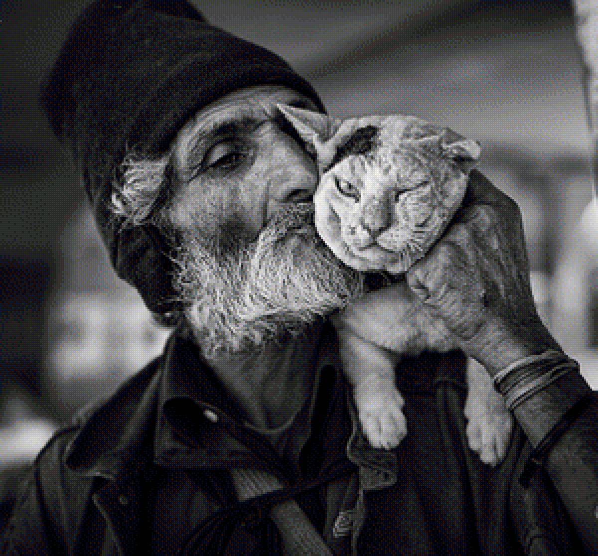 Последние ангелы на Земле - мужчина с котом, кот, старик, животное, мудрость - предпросмотр