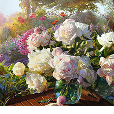 Схема вышивки «Пионы в саду.»