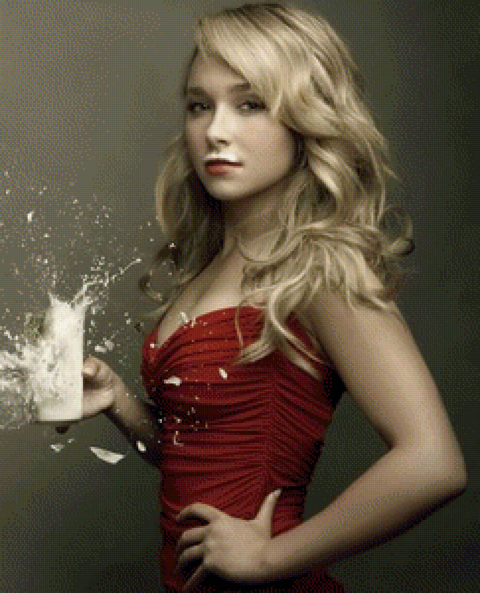 Хочу молока - девушка, стакан молока, женщина в красном, креатив - предпросмотр