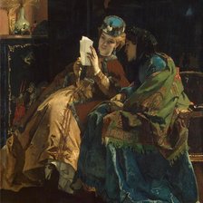 Схема вышивки «Подруги за чтением письма»