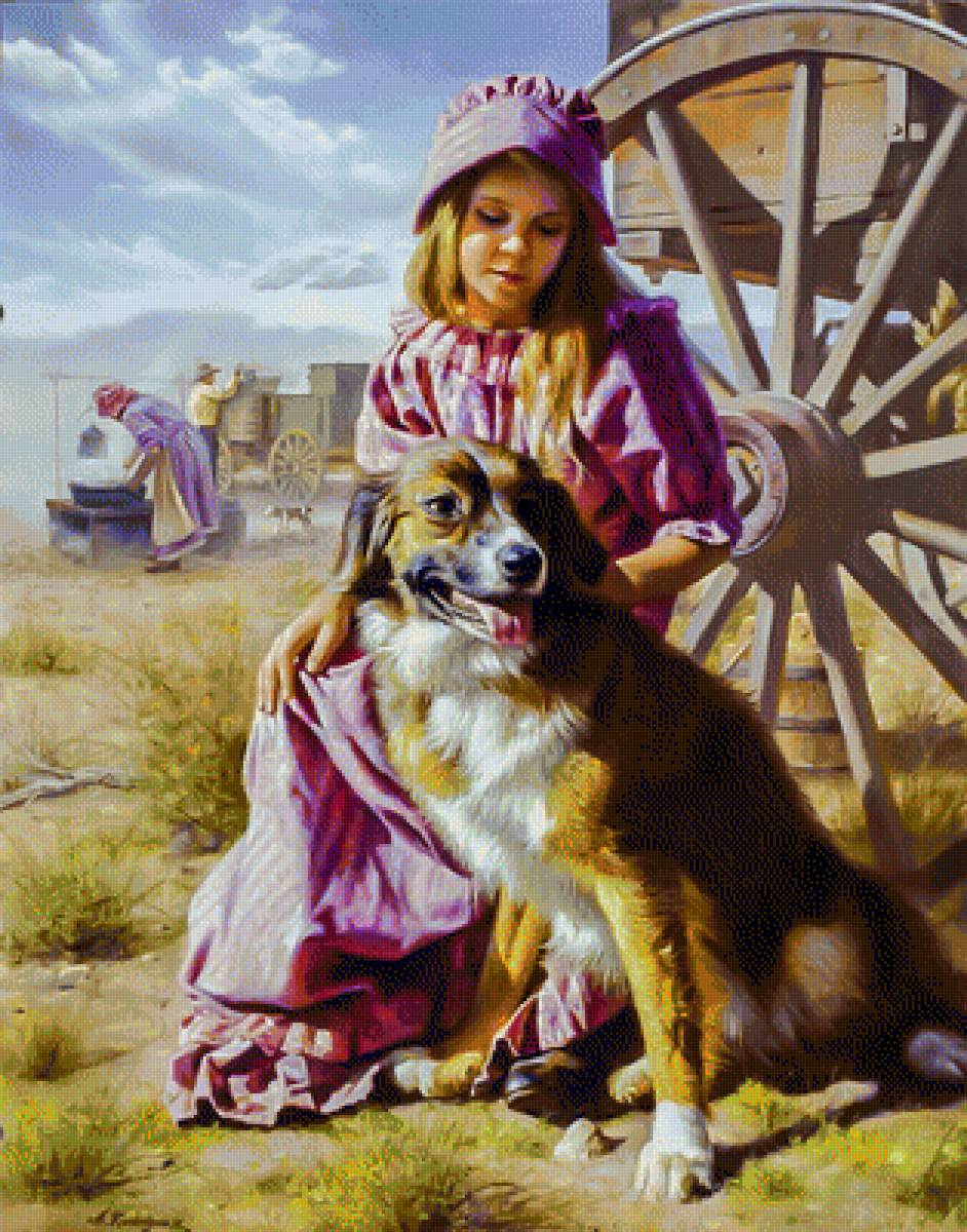 Companions in the Prairie. - alfredo rodríguez paintings.scenarys.ladies.animals. - предпросмотр