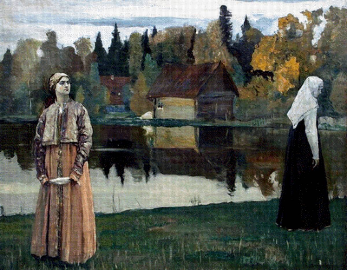 Россия Нестеров Сестры - русь, одиночество, пейзаж, живопись, девушки, гордость - предпросмотр