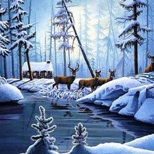 Схема вышивки «зимний лес»