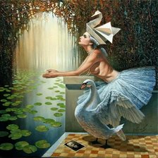 Схема вышивки «Девушка с лебедем»