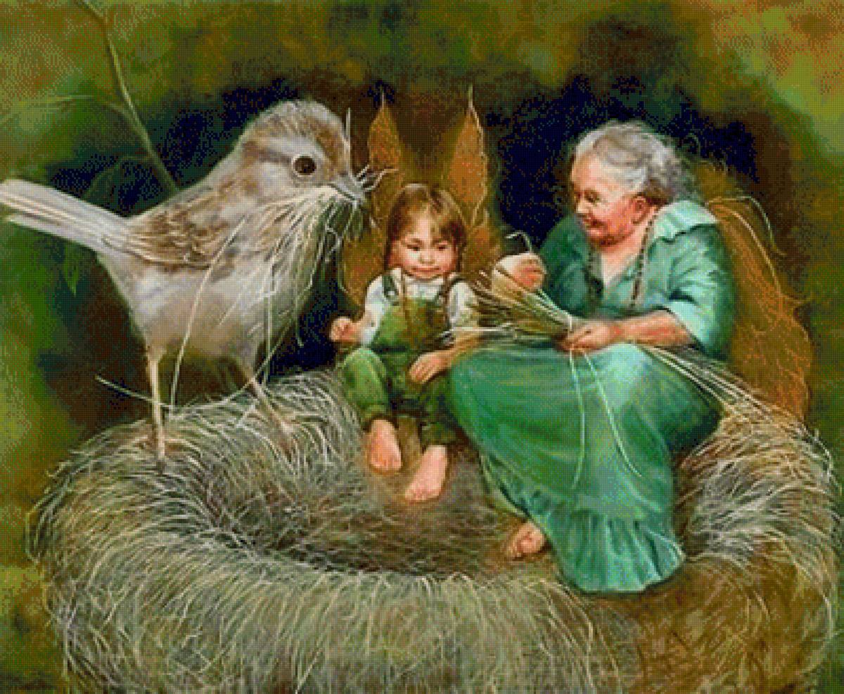 Феи и птичка - птичка гездо феи - предпросмотр