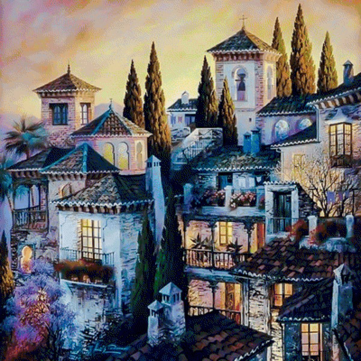 Cypresses and Palms. - cityscapes.scenarys. - предпросмотр