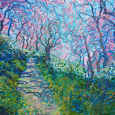 Схема вышивки «Сиреневый пейзаж импрессионизм, триптих»