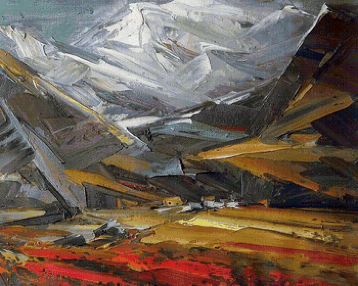 Осенний яркий пейзаж мастихином - осенний яркий пейзаж мастихином, импрессионизм - предпросмотр