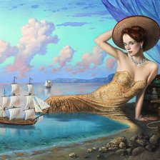 Схема вышивки «Леди на море, фантазия»