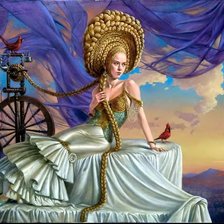 Схема вышивки «Леди с длинной косой, фантазия»