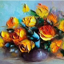 Схема вышивки «Нарюрморт, букет желтых роз»