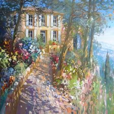 Схема вышивки «Светлый дом у моря, импрессионизм»