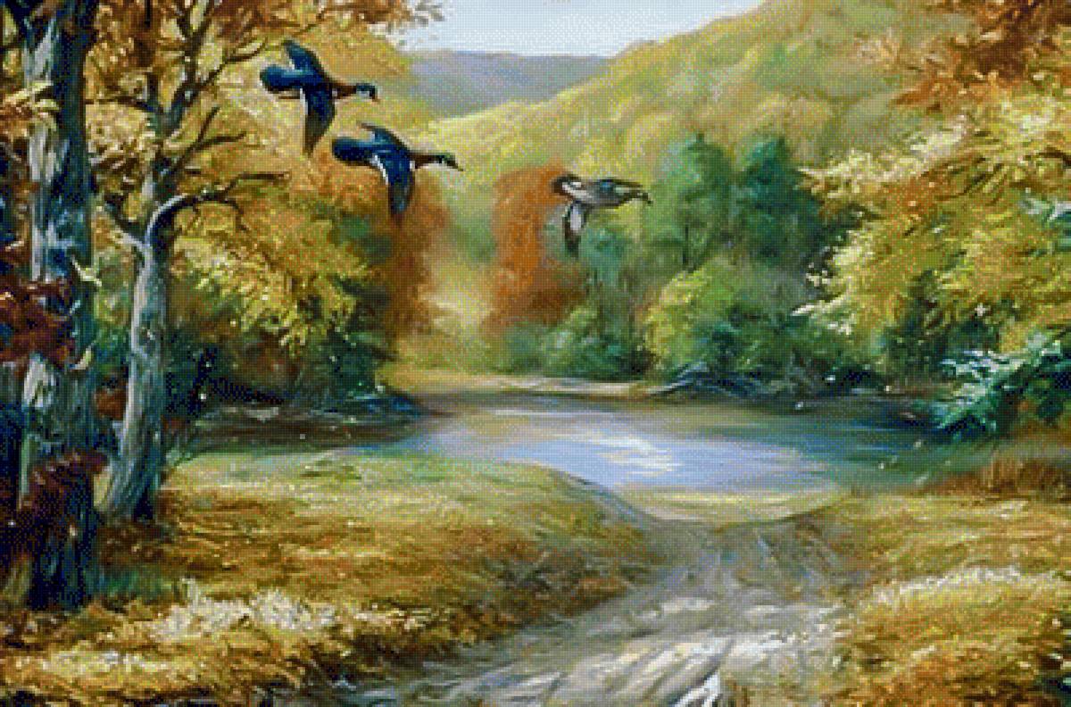 Forest Mural. - landscapes.birds. - предпросмотр