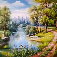 Схема вышивки «Forest River.»