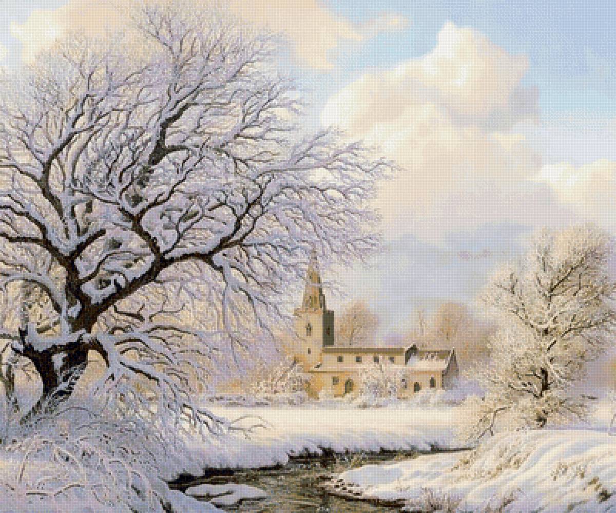 зима - дерево, зима, пейзаж, река - предпросмотр