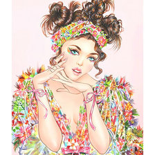 Схема вышивки «Цветочная девушка.»