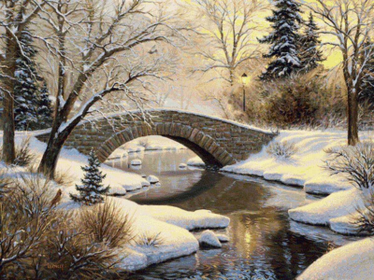 Зима в старом парке - зима, снег - предпросмотр