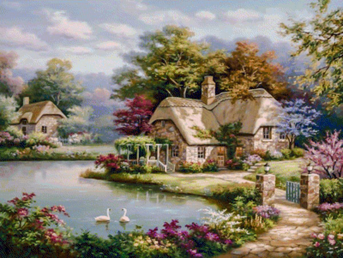 Lake House. - scenarys.birds.flowers and gardens. - предпросмотр