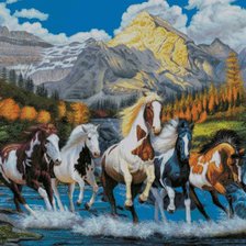 Схема вышивки «Лошади»