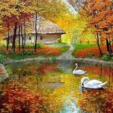 Схема вышивки «Лебеди»