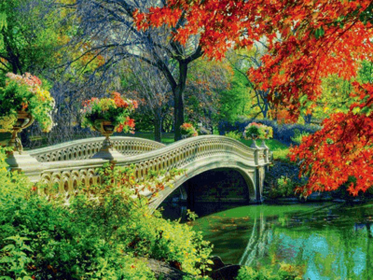 осенний парк - парк, осень, мостик - предпросмотр