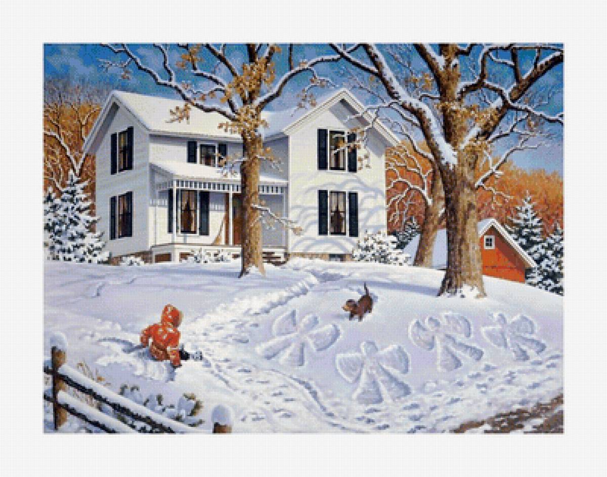 №1977244 - пейзаж, зима, домики - предпросмотр