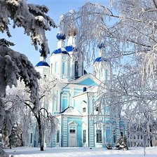 Схема вышивки «храм зимой»