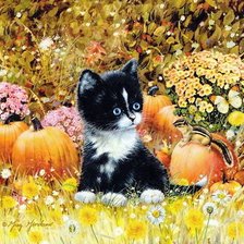 Схема вышивки «mačiatko,tekvice»