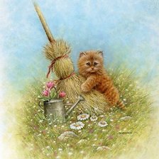 Схема вышивки «mačiatko na lúke»