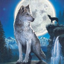 Схема вышивки «lobos en la luna»