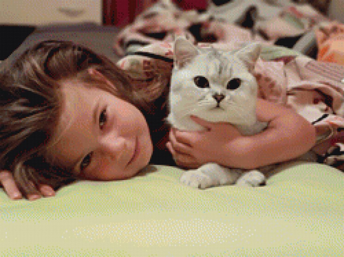 ДРУЗЬЯ - девочка, животные, друзья, кот - предпросмотр