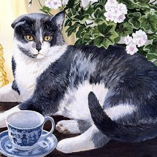 Схема вышивки «кот на столе»