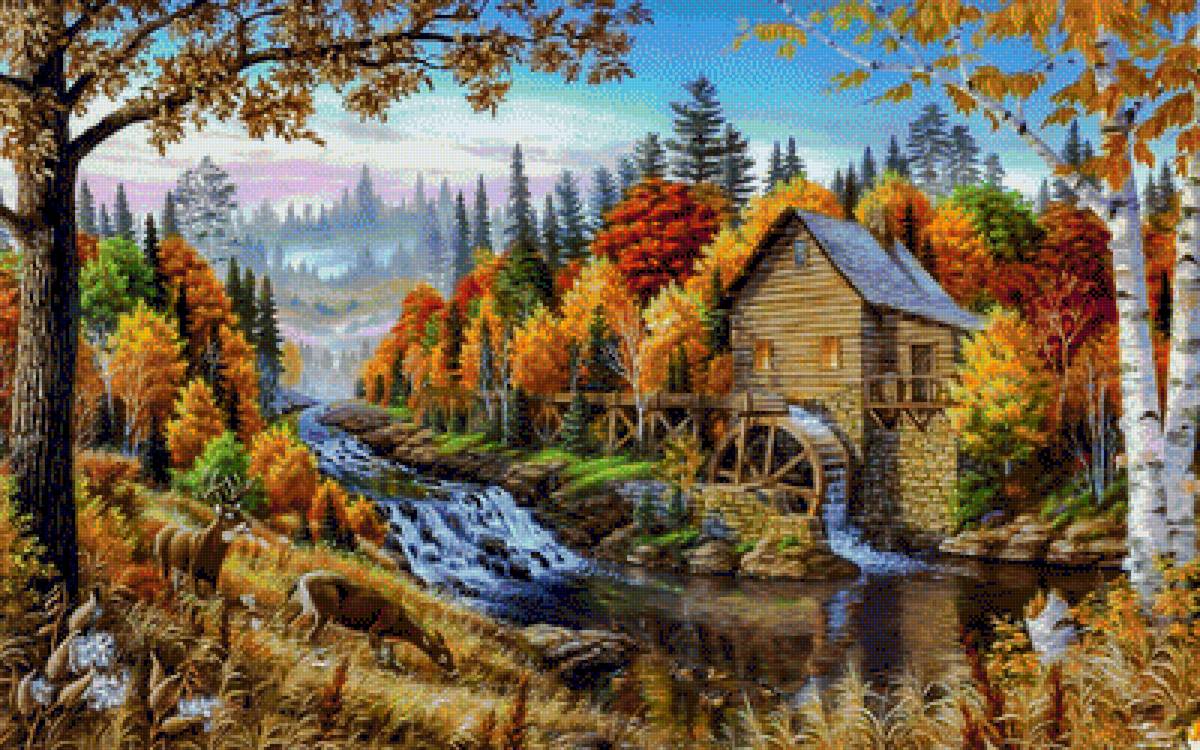 The Old Water Mill. - landscapes.scenarys.animals. - предпросмотр