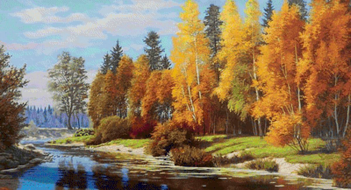 осень - пейзаж, река, деревья, природа, осень - предпросмотр