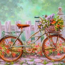 Схема вышивки «Vintage Bike Flowers.»