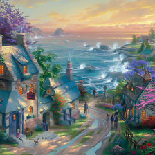 Схема вышивки «The Village Lighthouse.»