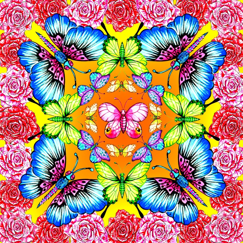 №1978826 - бабочки, подушка, цветы - оригинал